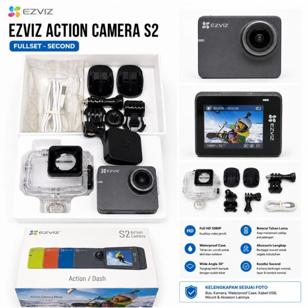 EZVIZ S2 Action Camera Full HD 1080P – Second Normal