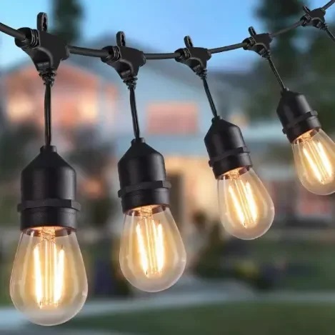 Fitting Lampu 5M 10 Colokan Lampu Outdoor Tahan Air Fitting E27 Lampu Hias Cafe Lampu String Colokan