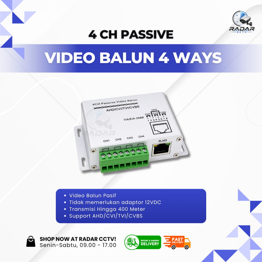 Video Balun CCTV 4 Ways / 4 Ch Passive Video Balun - 4ch tanpa kabel | vidio balun