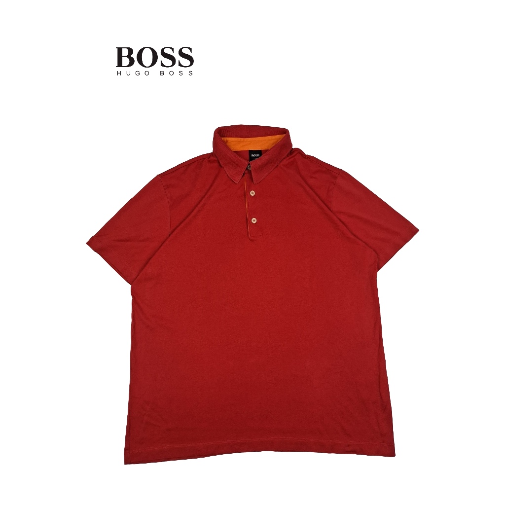 Kaos Polo Hugo Boss Original Pria Size L | Outdoor Polo Shirt Merah Pekat| Adem & Nyaman
