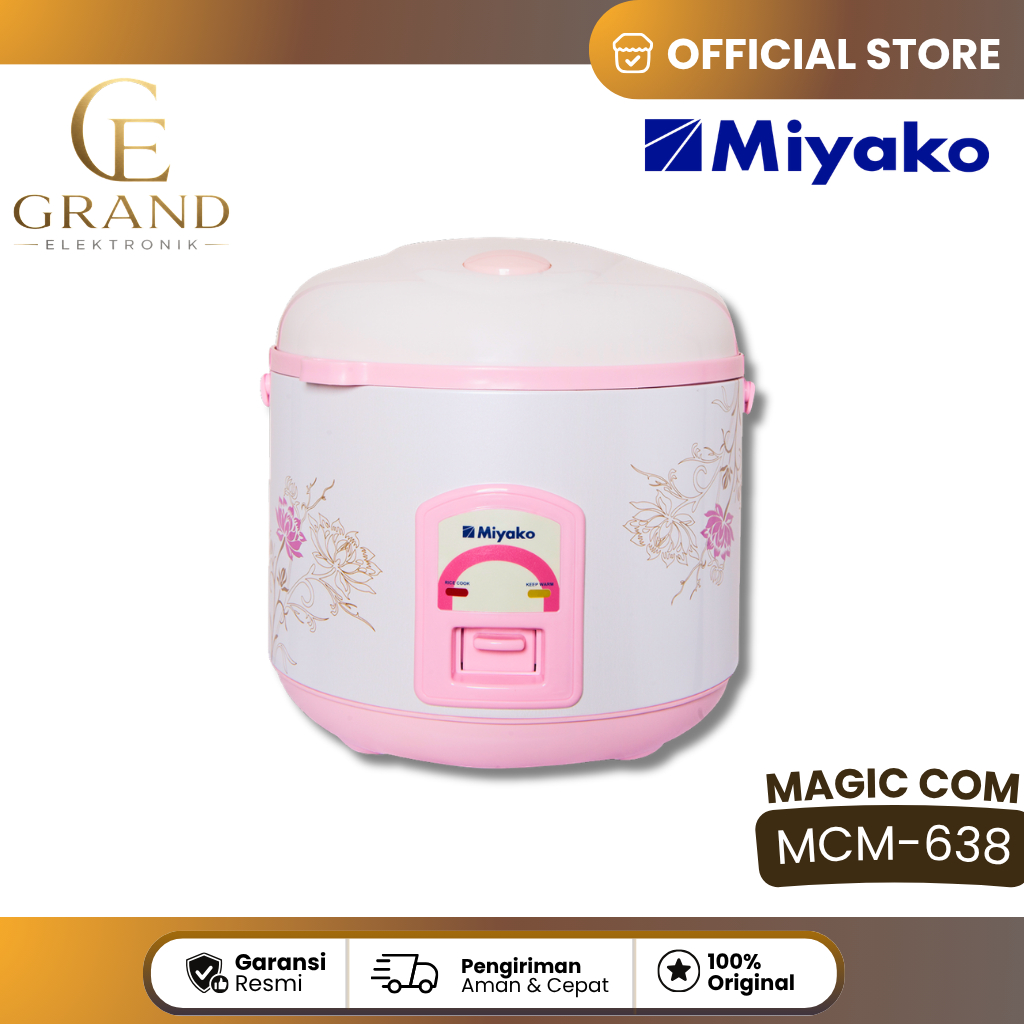 Magic Com Miyako MCM-638 Rice Cooker Pink 3 in 1 Anti Lengket - Magic Warmer Plus 1.8 Liter