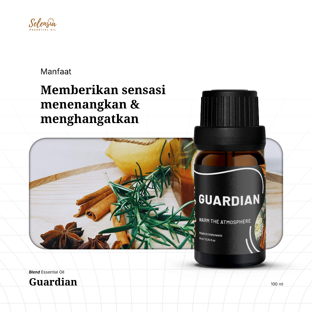 Guardian Essential Oil 100% Pure Aromaterapi Selensia Therapeutic Aroma Kayu Rempah Hangat & Menenan