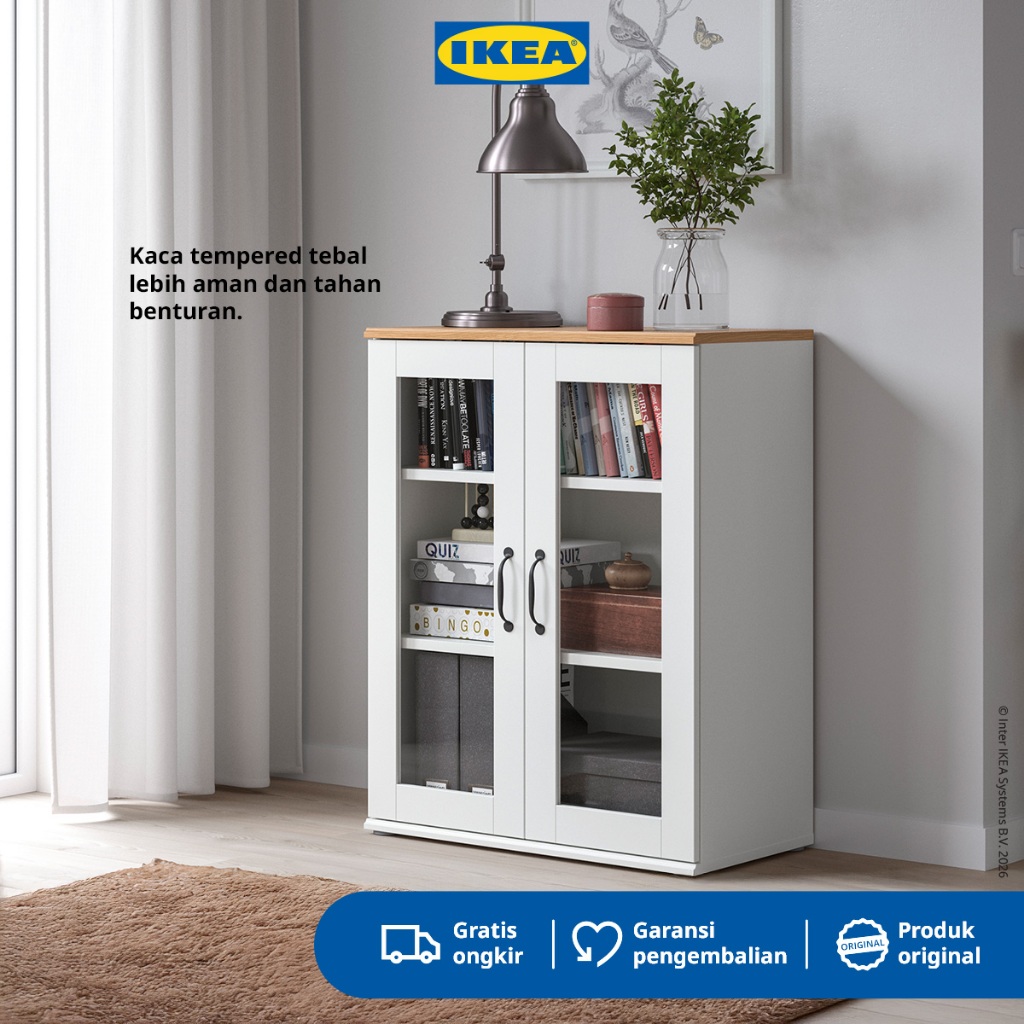 IKEA SKRUVBY Kabinet Pintu Kaca 70x90 cm - Lemari Pajangan Buku