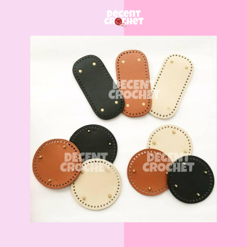 [BULAT] Alas Tas Rajut Import Premium Bulat Persegi Panjang PU Kulit Leather Base