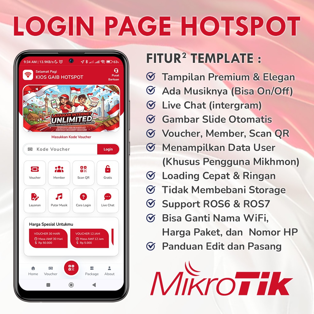 Kemerdekaan Indonesia - Template Login Page Hotspot MikroTik Premium