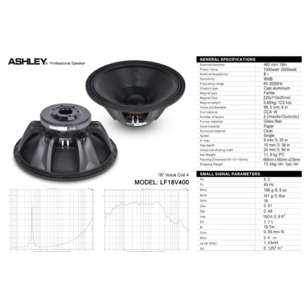 Speaker woofer ashley 18 inch lf18V400 speaker woofer ashley lf18 v400 original