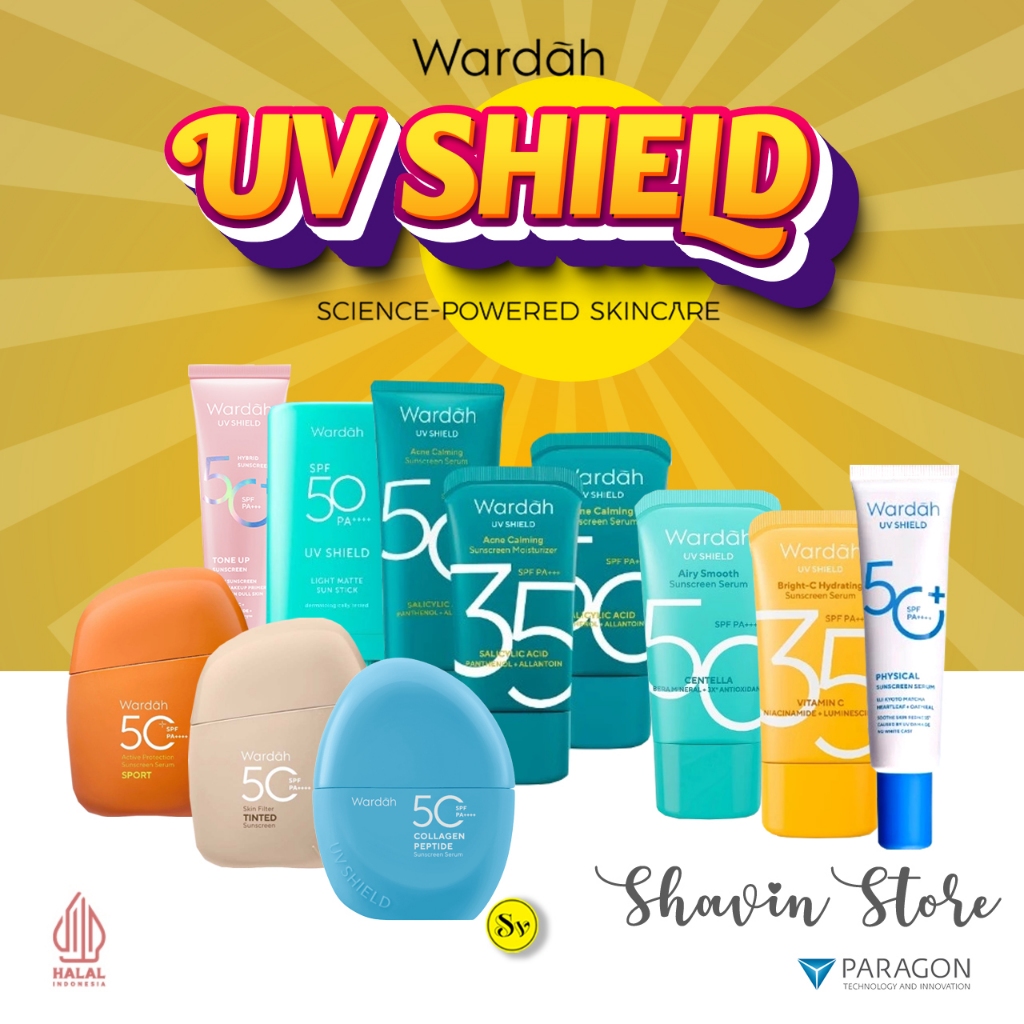 Wardah UV Shield Sunscreen Series Koleksi Lengkap Sunscreen Waterproof Wardah Acne Calming SPF 50+++