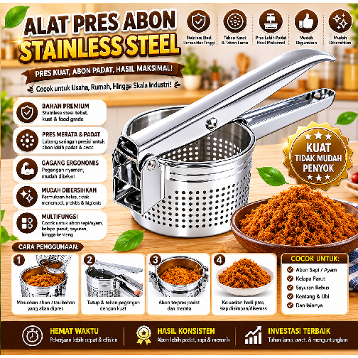 Alat Pres Abon Stainless Steel Peras kentang press Manual Pencetak Peniris Serbaguna