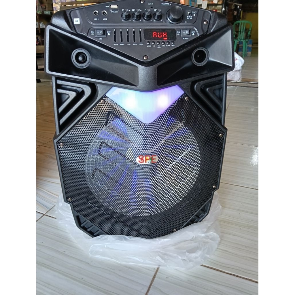 Speaker Aktif 15 Inch Tanaka Megatrolly MGTR015‑55 | Bawaan Roda & Pegangan | Bisa Cas Ulang Baterai
