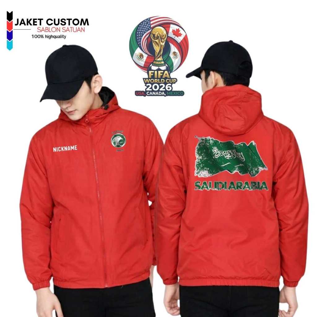 JAKET PIALA DUNIA SAUDI ARABIA WORLD CUP 2026 JAKET SPORT OUTDOOR CUSTOM