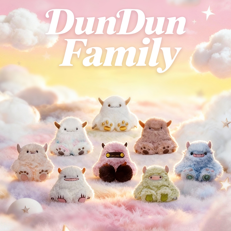 POP JOY MOMOTOY DunDun Family Plush Keychain Blind Box Cute Doll Bag Charm Collectible Gift