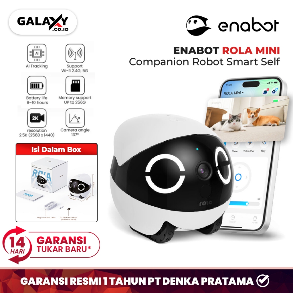 ENABOT ROLA MINI Companion Robot Smart Self-Guided Security Garansi Resmi