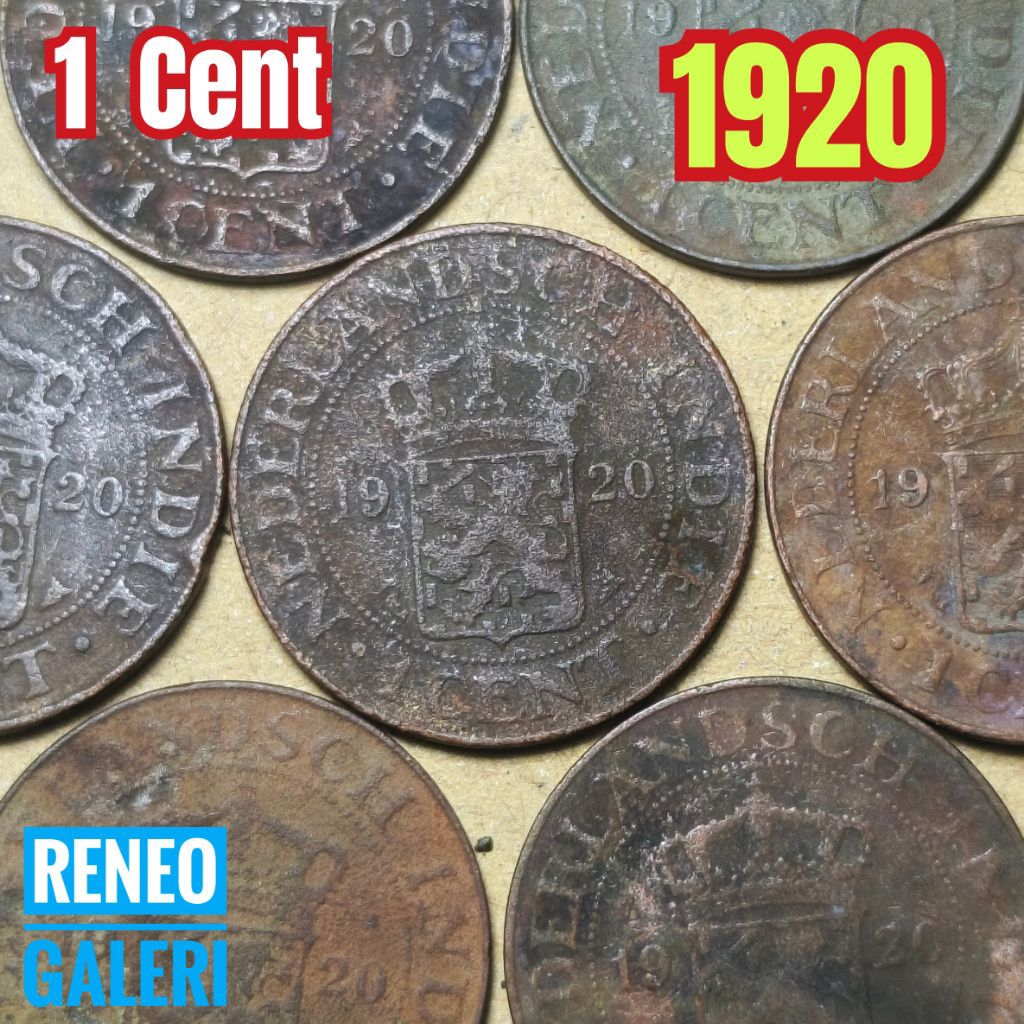 Koin 1 Cent tahun 1920 asli Nederlandsch indie send buntu uang kuno duit logam lama original jaman p