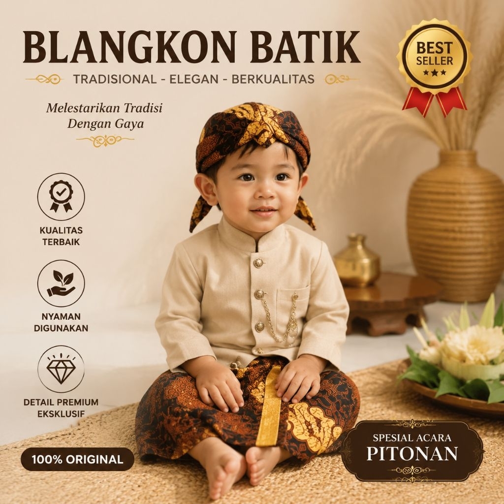 Blangkon Anak Solo Jogja Tradisional - Pakaian Anak Barongan, Kuda Lumping, Topeng Reog Ponorogo