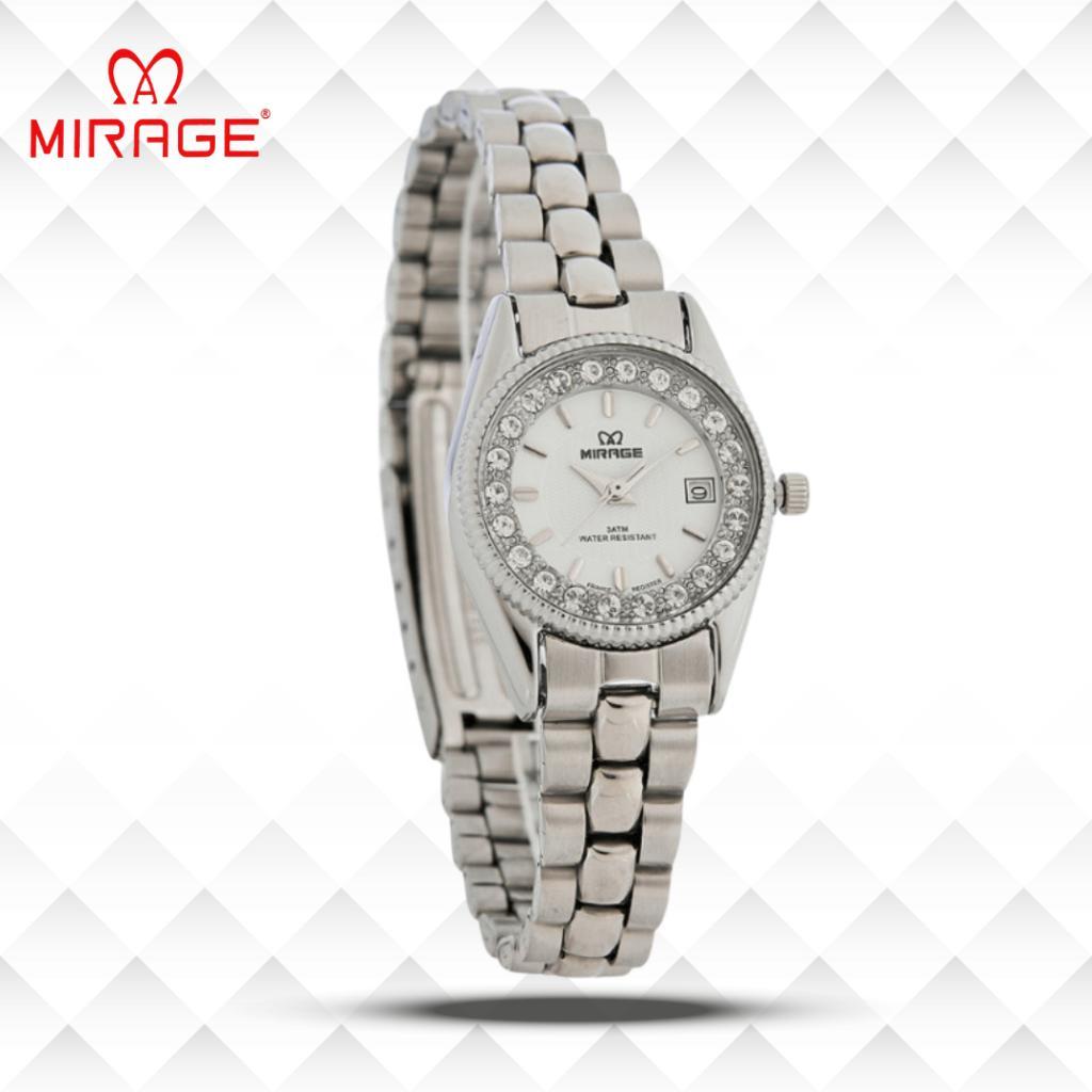 Mirage Jam Tangan Wanita Permata Analog RX 1580 L Silver Original Stainless