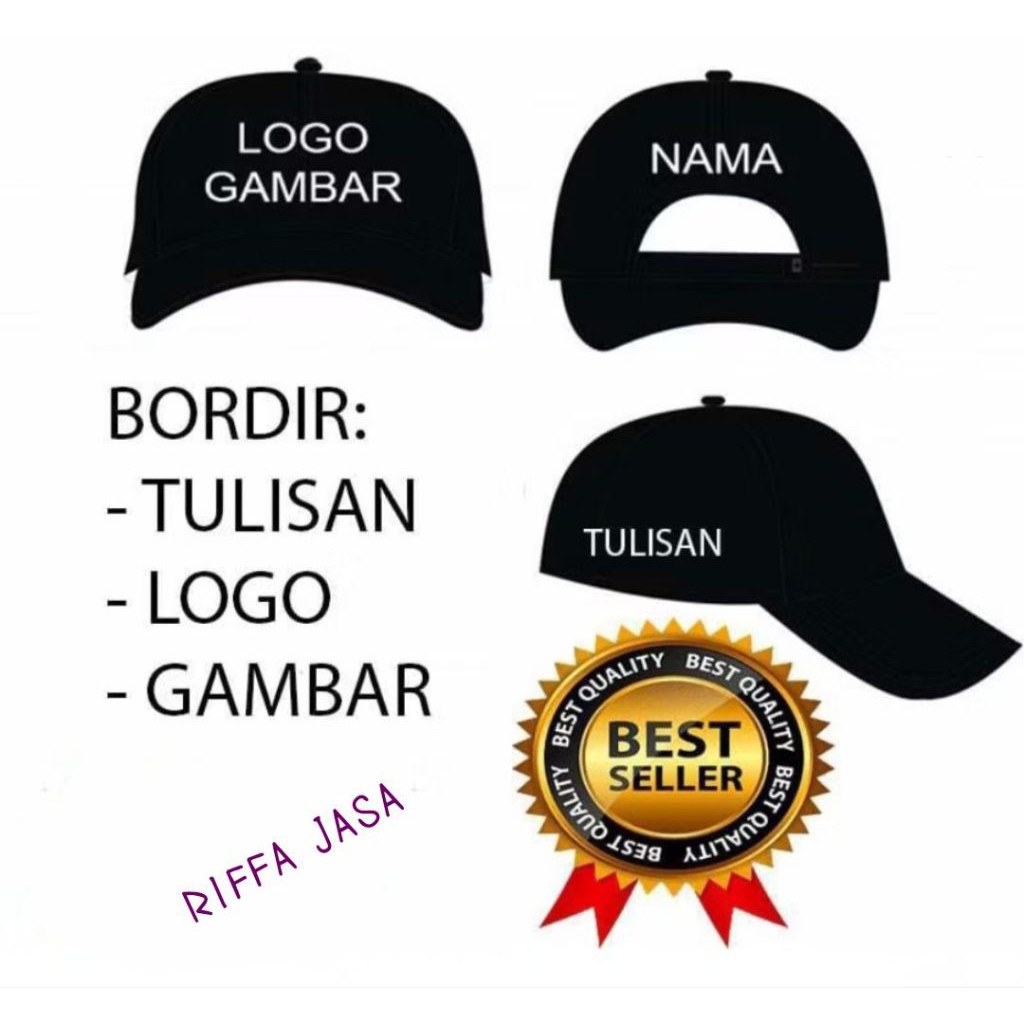 Topi Baseball Custom Bordir Satuan dengan Bahan Rapel Denim Tebal