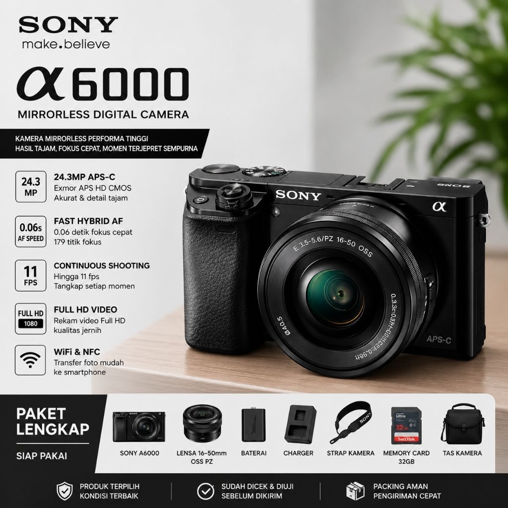 SONY A6000 LIKE NEW BERGARANSI