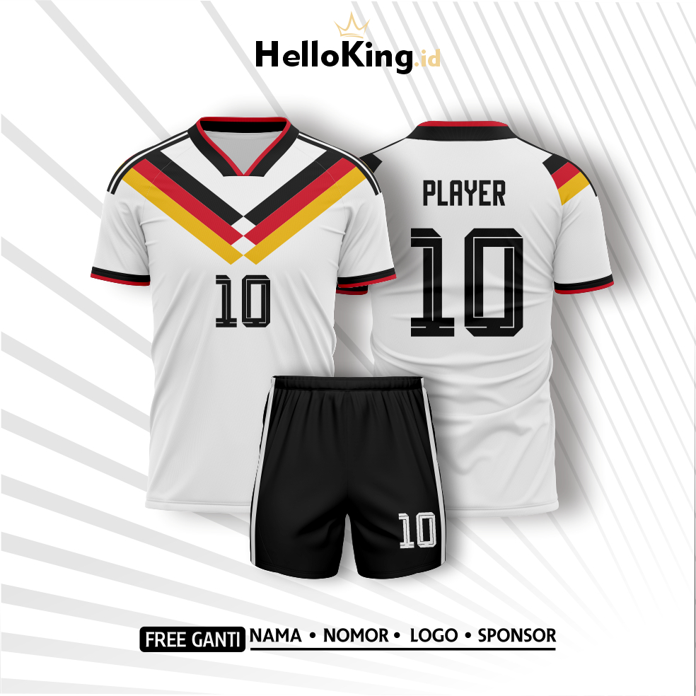 Jersey Bola Jerman Home Setelan & Atasan Dewasa Anak Full Printing Custom Nama Nomor Gratis - Jersey