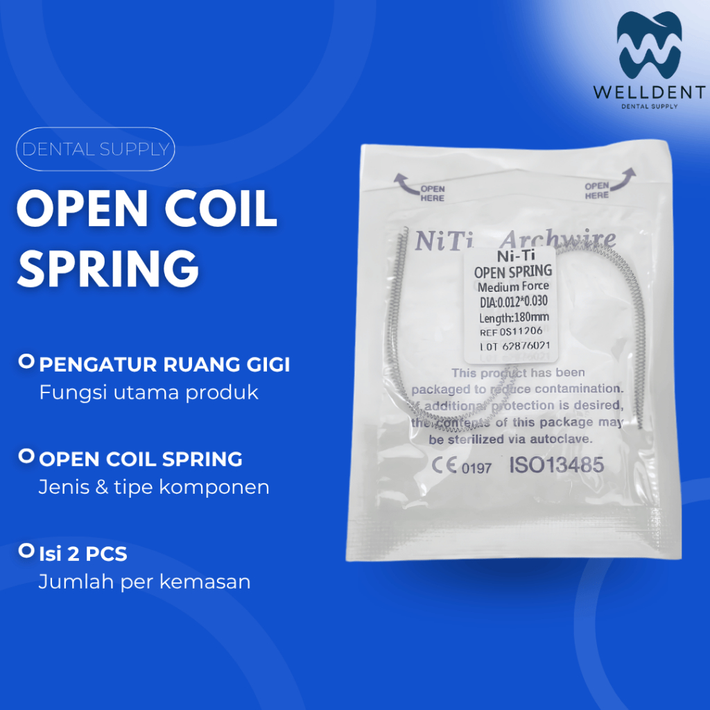 Welldent Open Coil Spring OCS FDA Medium Force Pegas Ortodonti Gigi Aksesori Kawat Behel Ortho 2pcs/