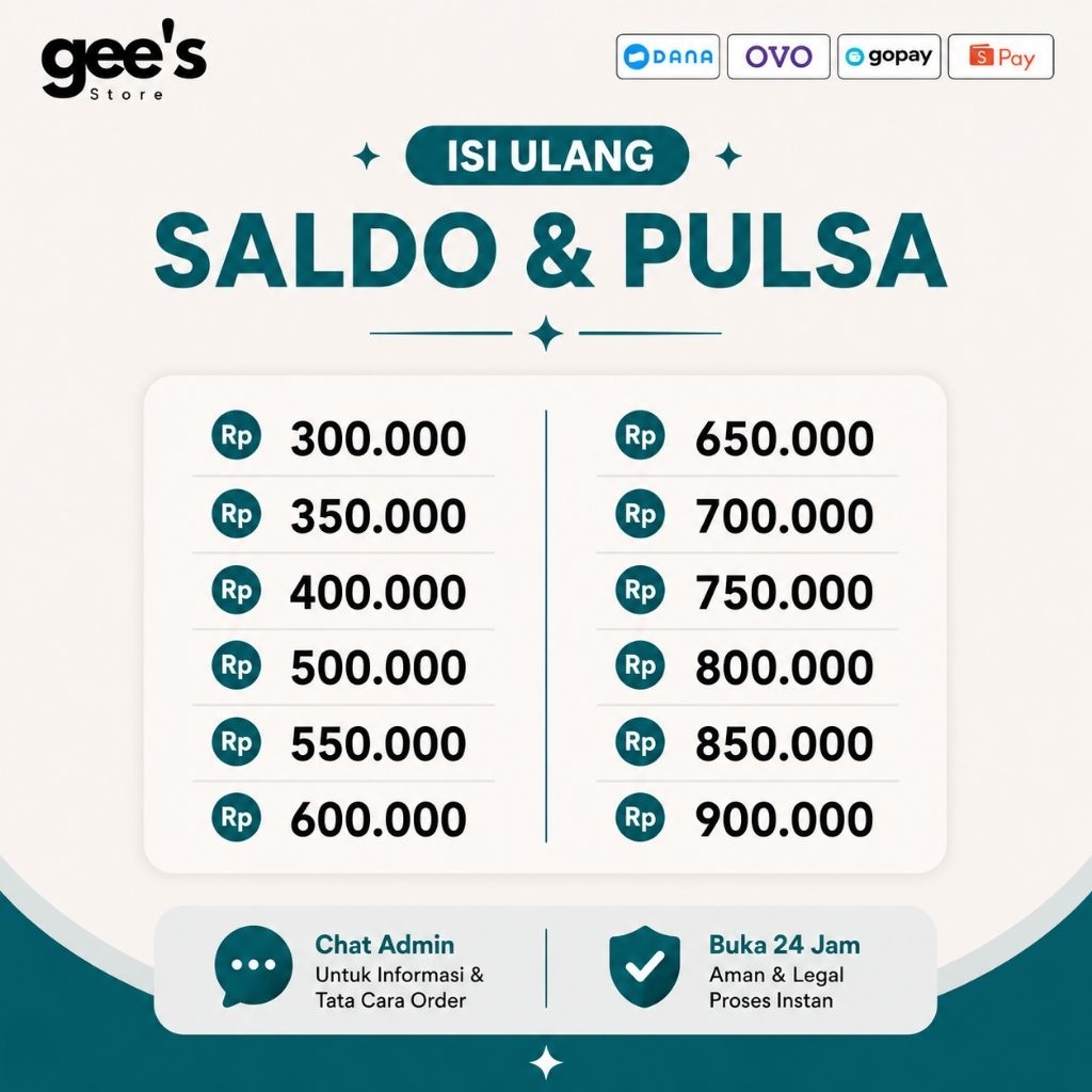 Isi Ulang Top dan Up Saldo Mulai 300rb / 300k