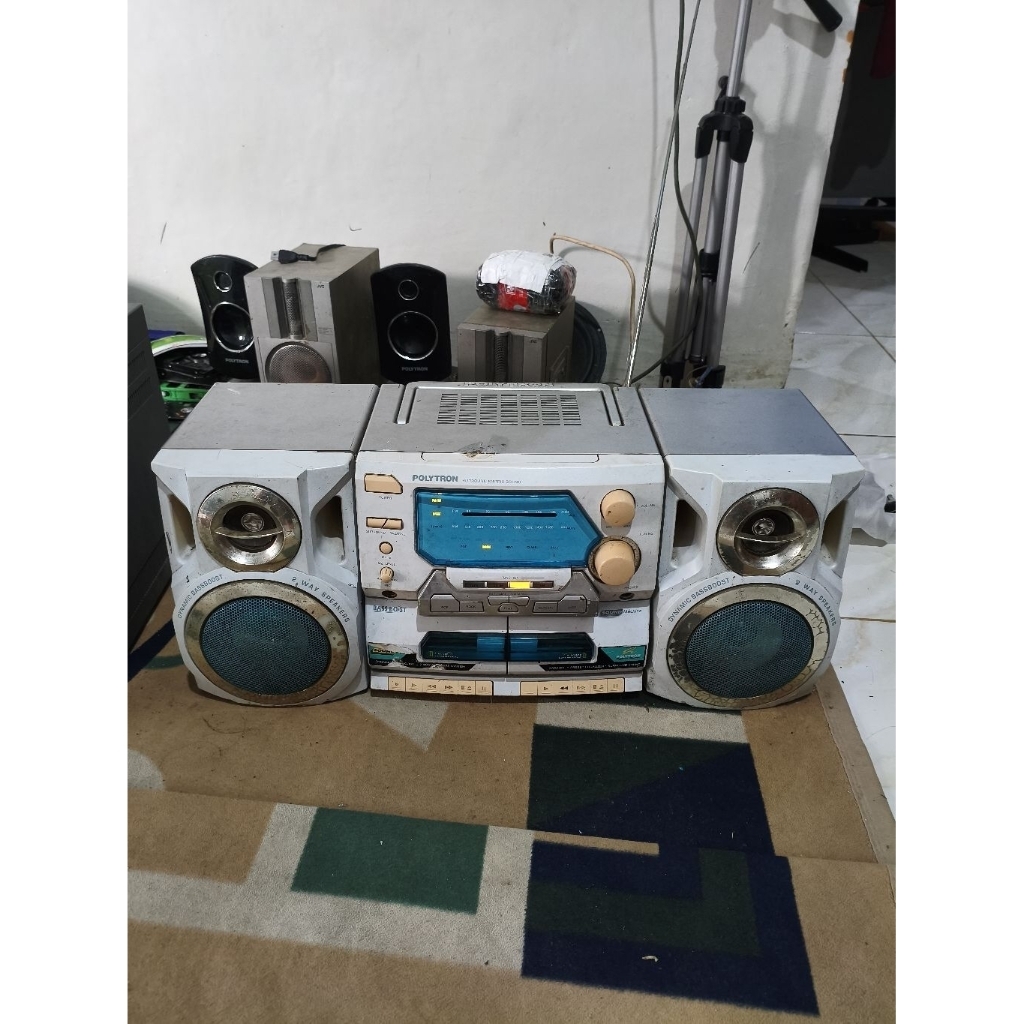 mini compo Polytron jadul second, radio aux bluetooth normal tape mati