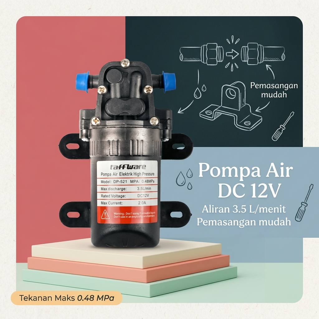 Pompa Air DC 12V Elektrik High Pressure Water Pump 12 Volt 3.5L/min