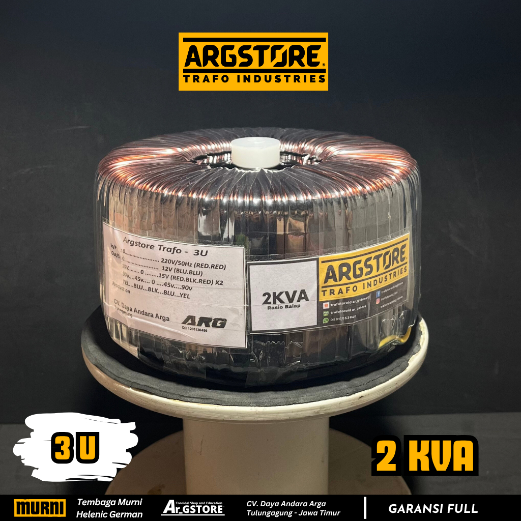 Trafo toroid donat 2 KVA 3U Murni Spek Class H