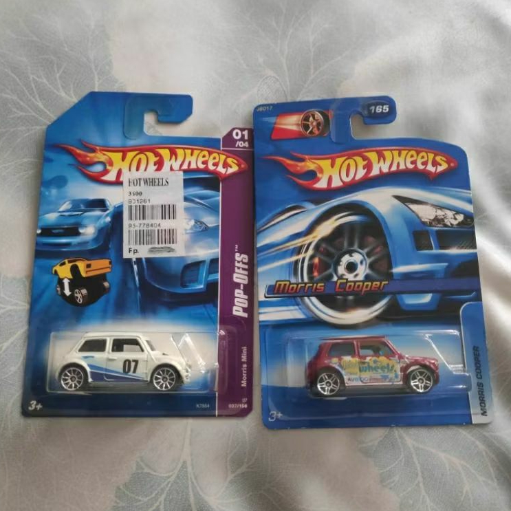 hot wheels 2006 2 pcs Morris mini Cooper paket pop off merah putih langka austin