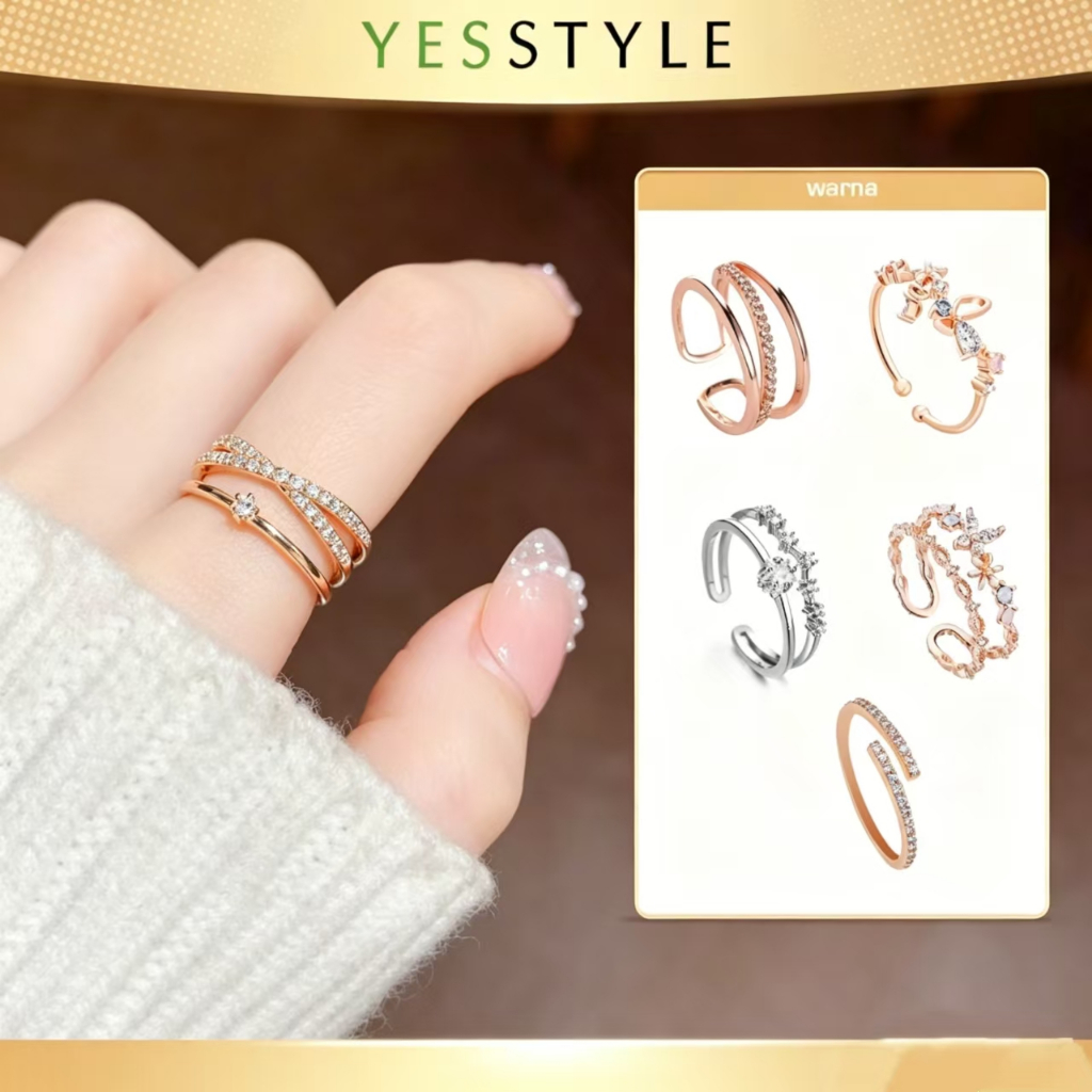 Yesstyle Cincin Titanium Adjustable Perhiasan Cincin Berlian Gaya Elegan