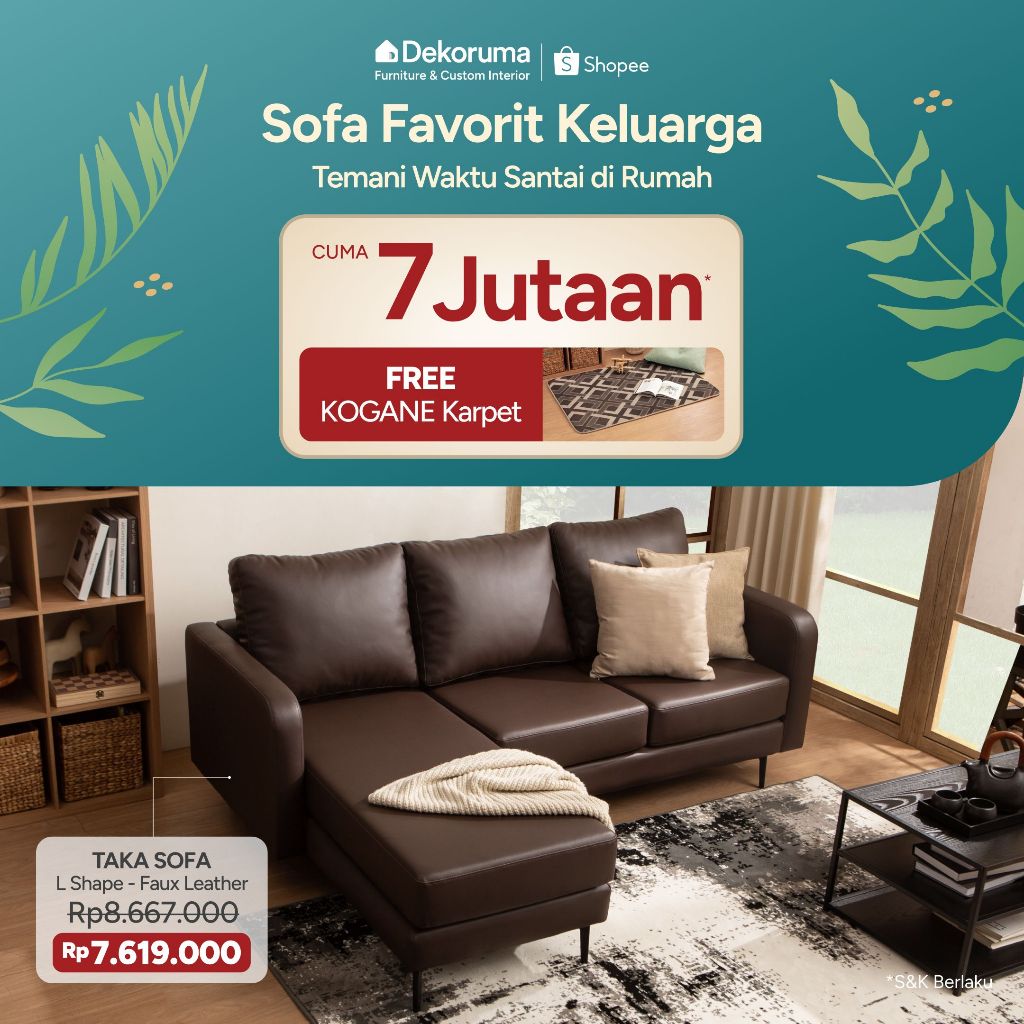 Dekoruma TAKA Sofa L / Sofa Kulit L  / Sofa Bed