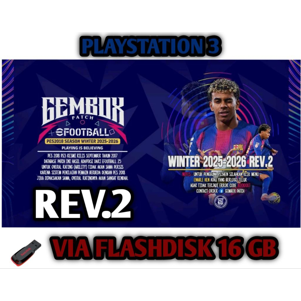 Game Bola PS3 eFootball GEMBOX PATCH || Via Flashdisk