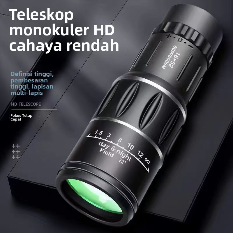 Lensa Tele Zoom 16X52 - Teropong Monokular 16x52 dengan Fokus Zoom dan Tas Penyimpanan