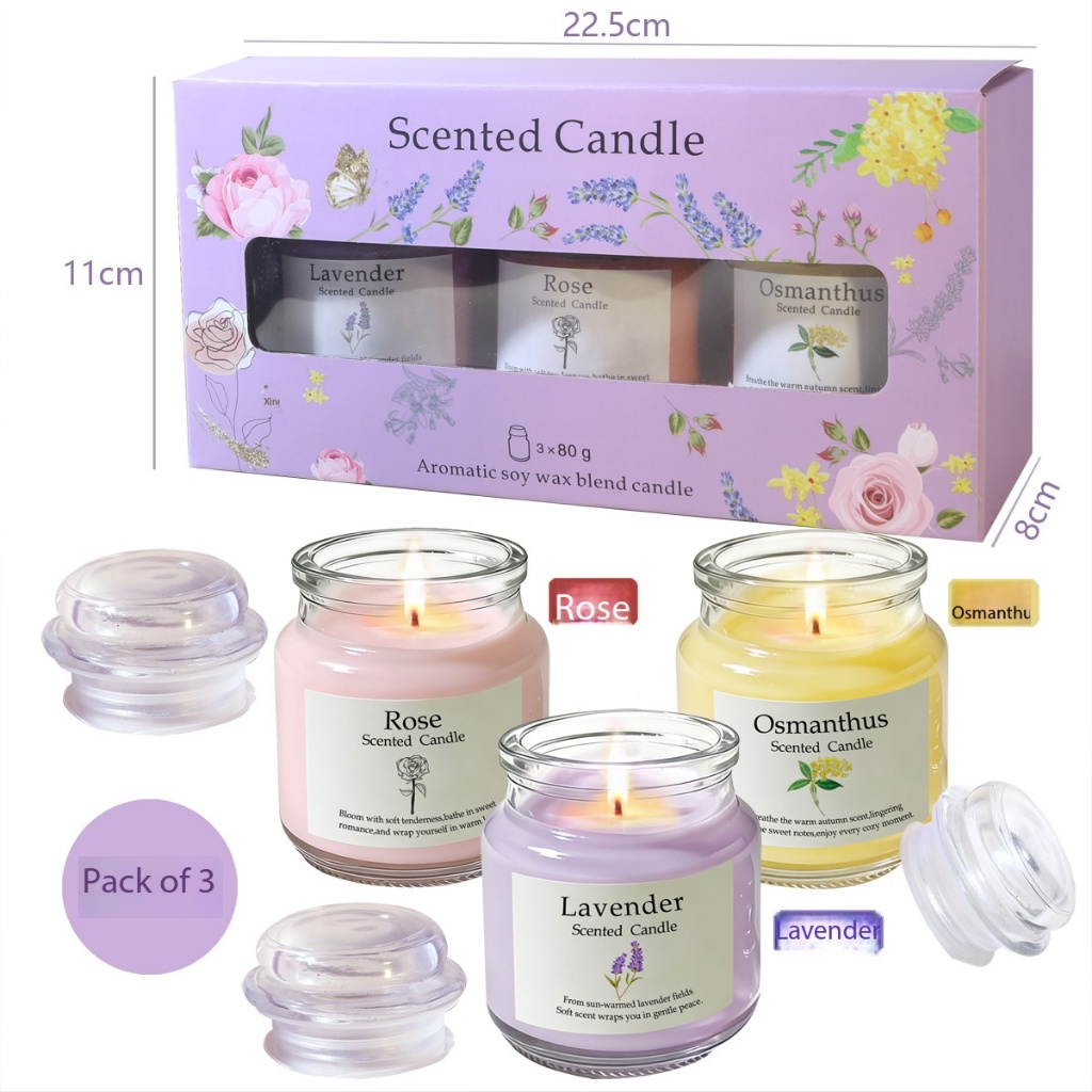 Scented Candle GiftSet 3 Box/Satuan Bisa pilih // Lilin AROMATHERAPY // Lilin 3 Varian