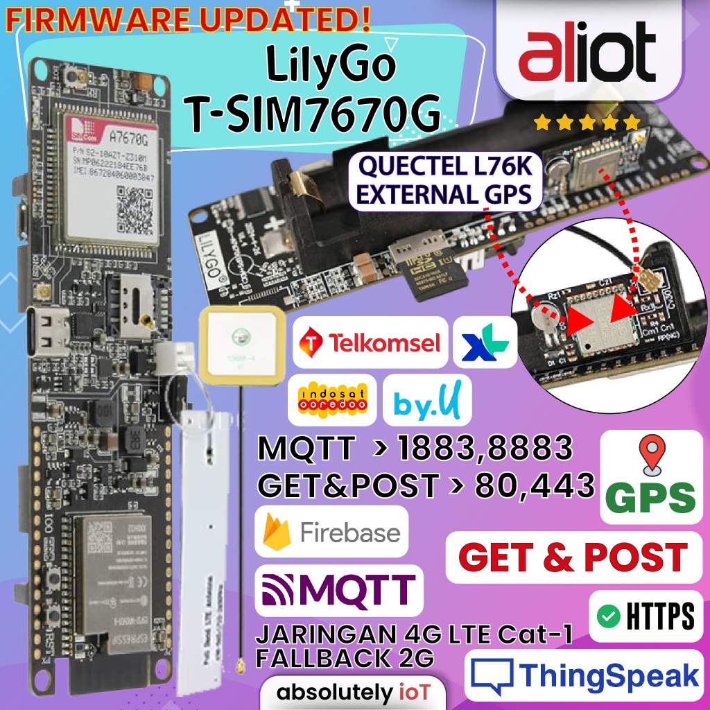 Lilygo-T-SIM7670G sim7670G MODUL 4G LTE cat1 esp32 bukan SIM7000G bukan SIM7000 bukan sim7600