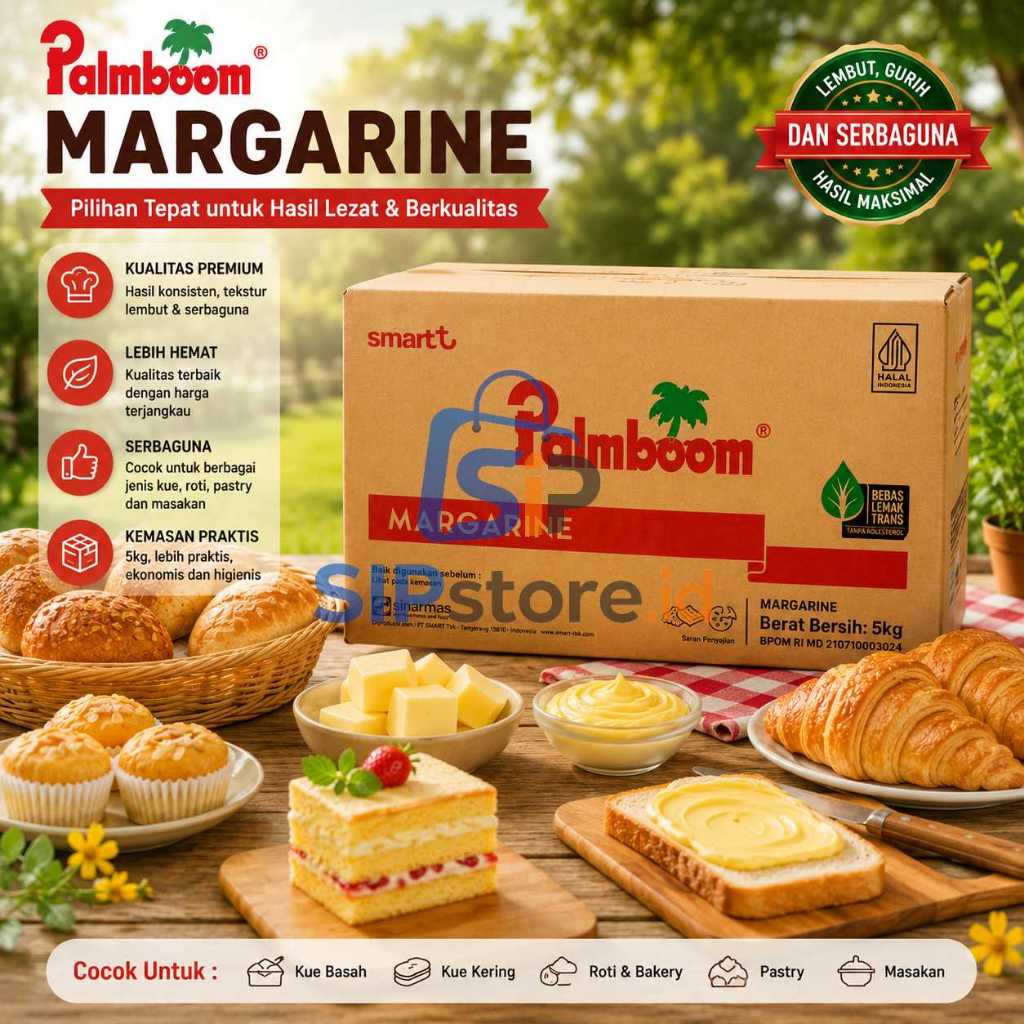 PALMBOOM Margarine Margarin Serbaguna Mentega Kuning Bahan Adonan Roti Kue Bolu Dan Olesan Martabak 