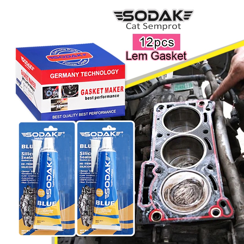 SODAK 12pcs Lem Gasket Tahan Panas 85gr / Lem Paking / Lem Perpak  Mesin Motor
