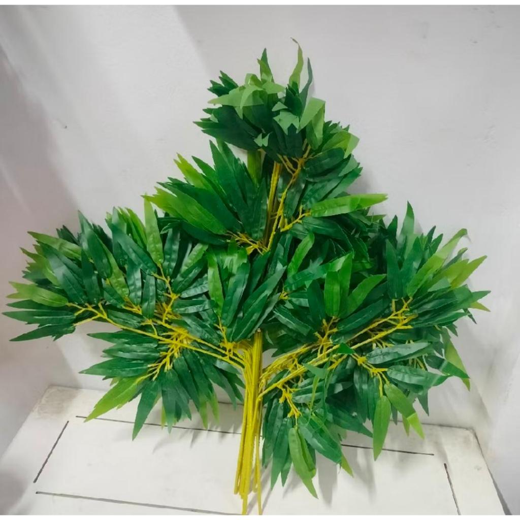 1 Lusin Daun bambu Latex / bunga Artificial / Bunga Hias / Tanaman Plastik / Daun Bambu Hijau / Daun