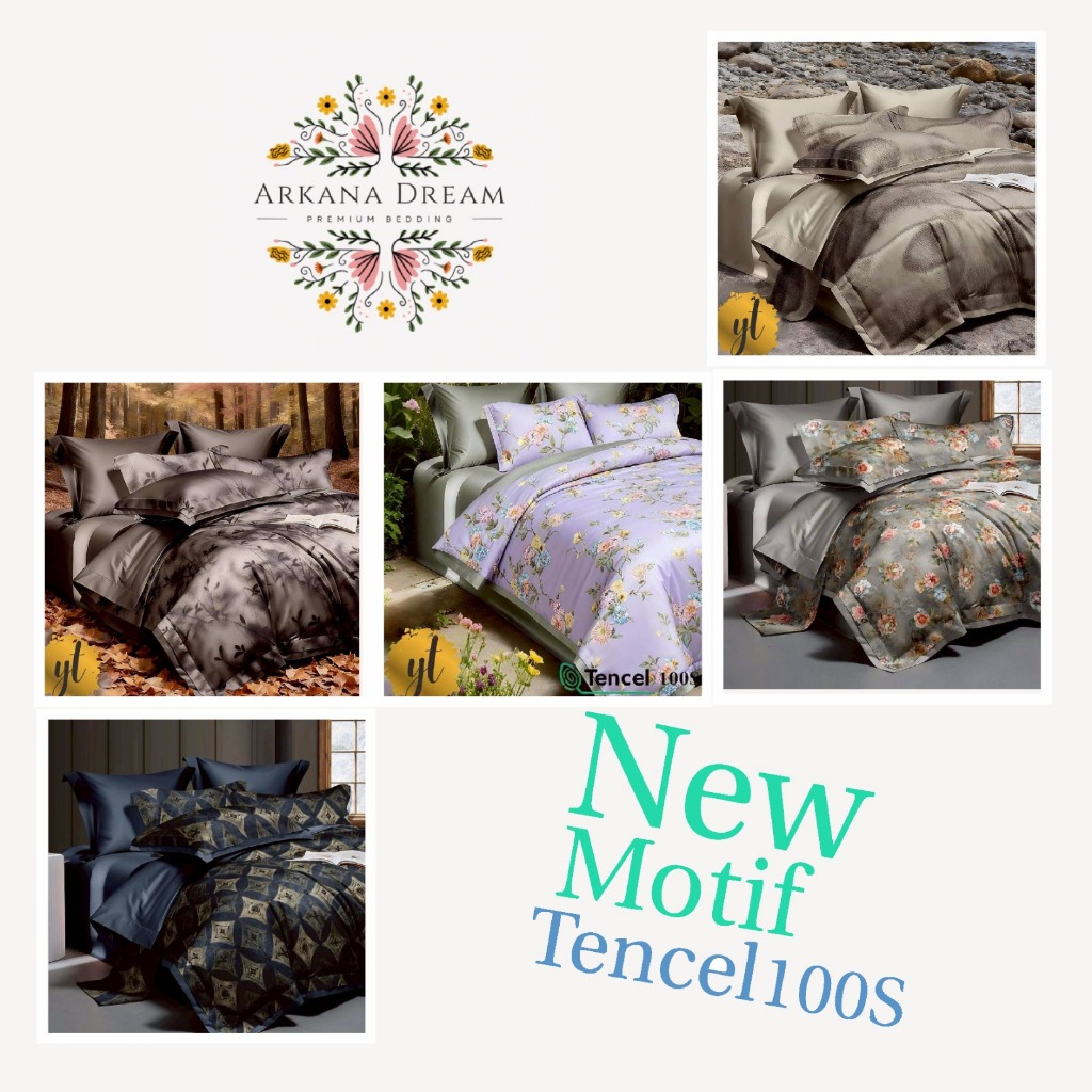 Sprei & Bed Cover DOUBLE Set (140/160/180/200) Sutra Tencel 100s/ Motif Organik (FREE KARET ANTI GES