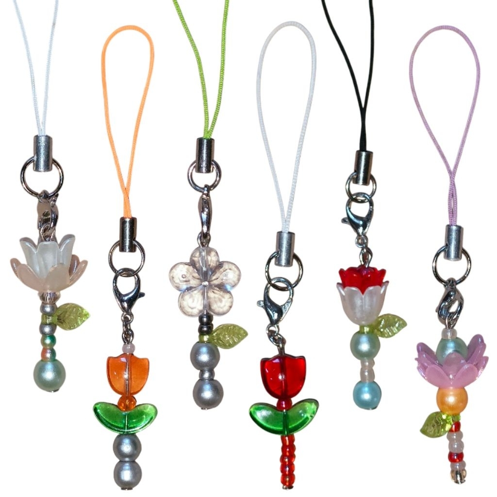 gantungan kunci mini bunga • phone charm bunga
