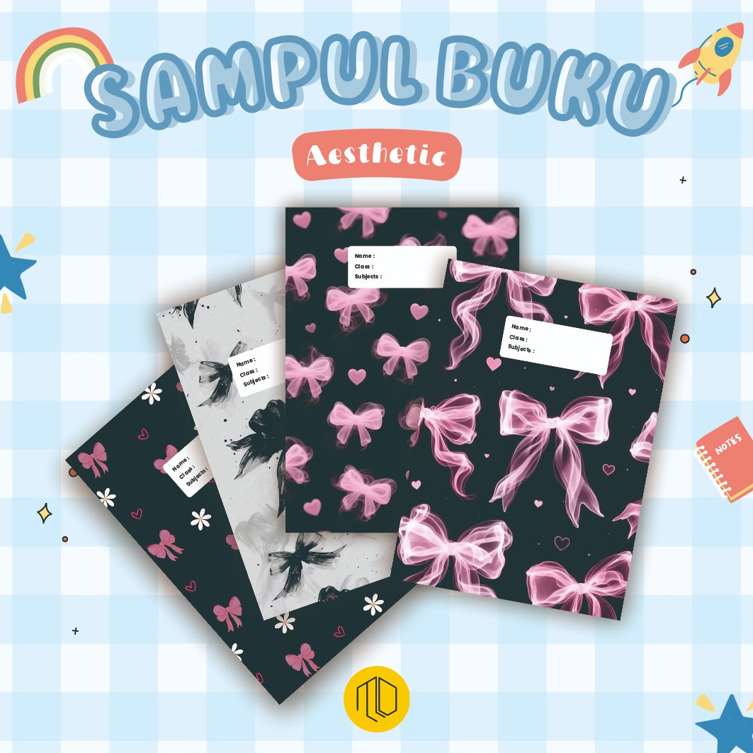 ( Isi 10 Pcs ) Sampul Buku Hitam Aesthetic Coquette - Sampul Buku Tema Hitam Pink Aesthetic Coquette