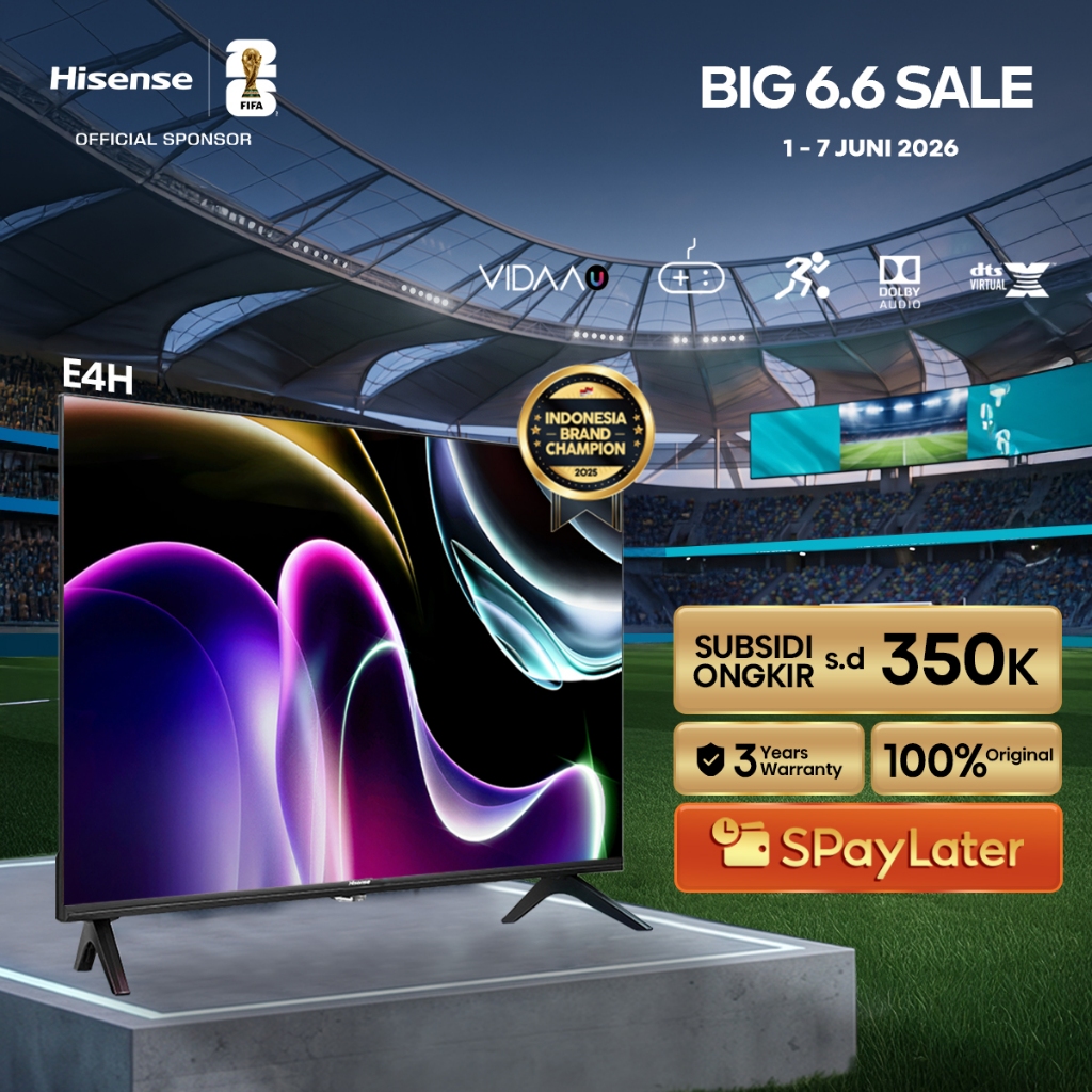 Hisense TV E4H - 32E4H / 40E4H / 43E4H Vidaa Smart Digital TV 32/40/43 inch HD Desain Bazelles DTS V
