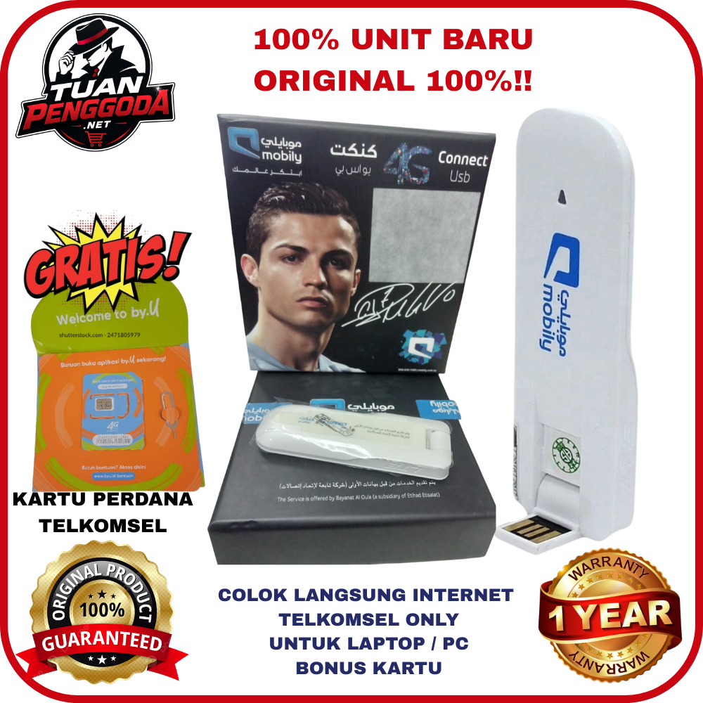 ORIGINAL Modem USB 4G LTE Premium Ronaldo Bonus Kartu Telkomsel Only Colok Langsung Internet Laptop/