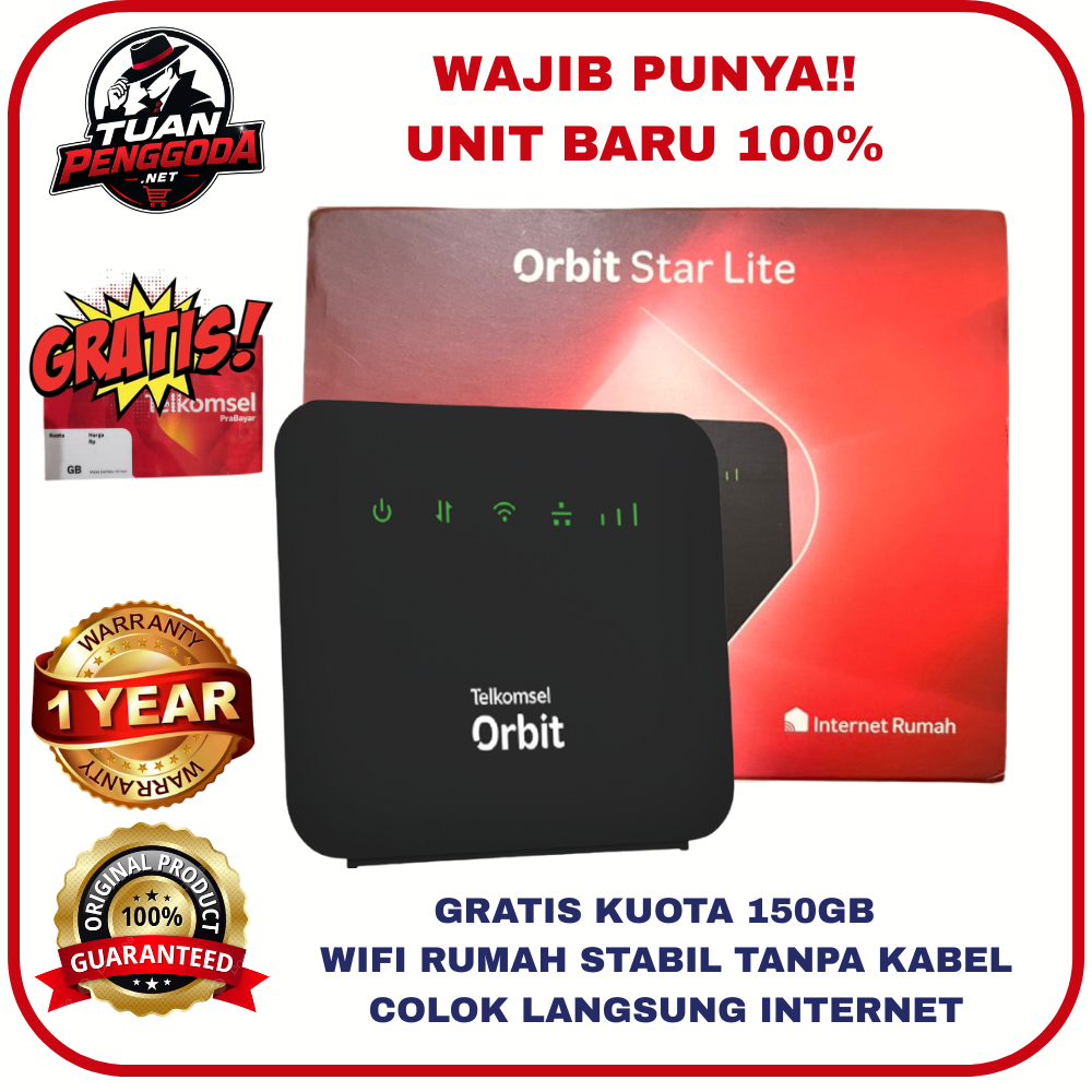 Modem WiFi Telkomsel Orbit Star Lite 4G LTE Bonus 150GB Tanpa Kabel Internet Stabil