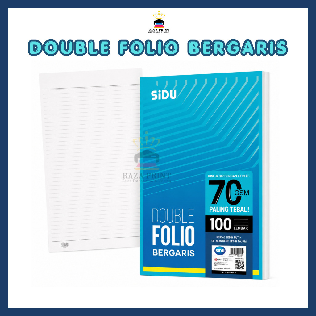 Kertas Double Folio Bergaris - 1 Pack (Isi 100 lmbr) | 70 Gsm (21 x 32 cm