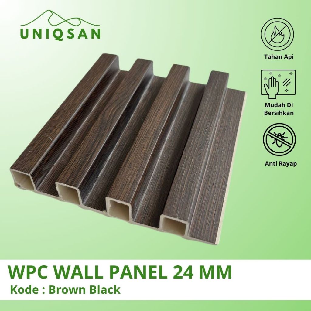 WPC Wall Panel 3 Meter 24 mm Kode Brown Black Dekorasi Dinding Kayu | Wall Panel Wood panel 3M 3D 30