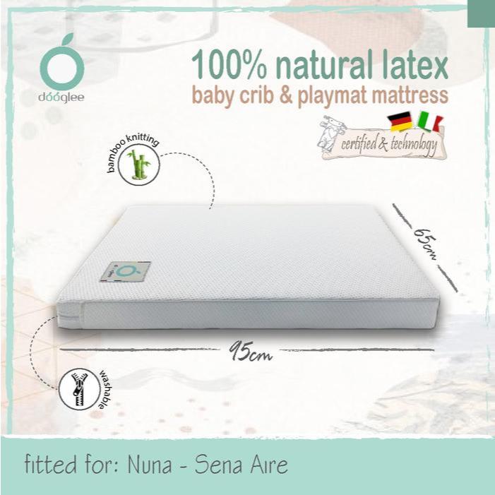 Kasur Bayi Lateks Alami 95x65x5 cm, Balutan Kain Rajut Serat Bambu, Sejuk dan Nyaman