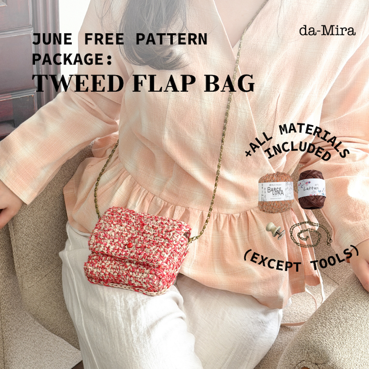 da-Mira | June Free Pattern Package: Tweed Flap Bag | Paket Rajut Tas Box Rantai Selempang