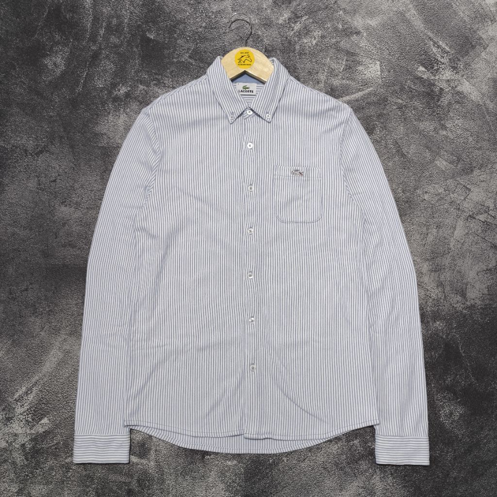 Kemeja Stripe Lacoste - White Blue