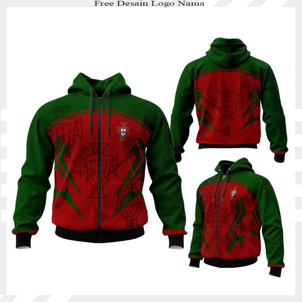JAKET HOODIE PERIA PORTUGAL/JAKET HOODIE SEPONSOR SEPAK BOLA PORTUGAL PIALA DUNIA 2026 FULL PRINTING