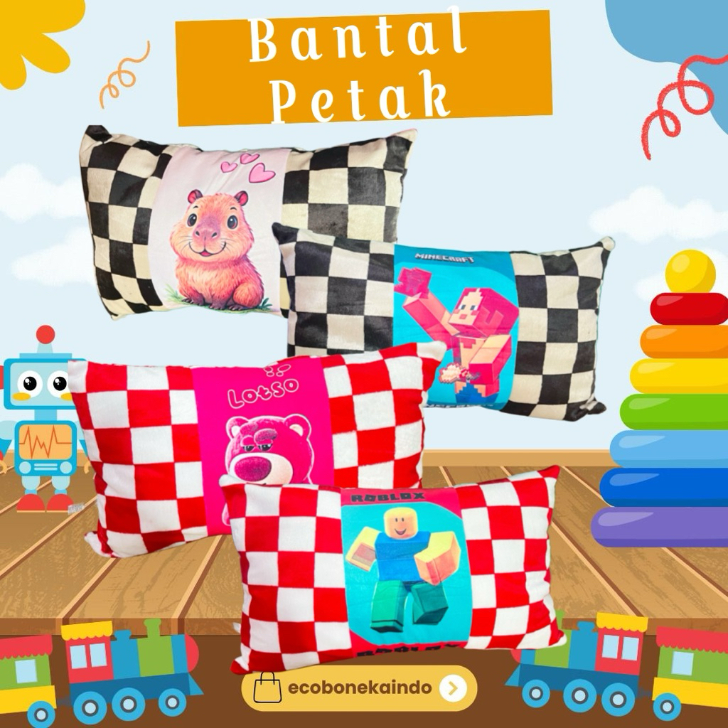 Boneka Bantal Petak Catur Karakter Lotso Minecraft Marmut Roblox Bantal Soffa Duduk Ecobonekaindo